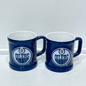 Edmonton Oilers Blue Ceramic Coffee Mug Set – Official Logo – Set of 2